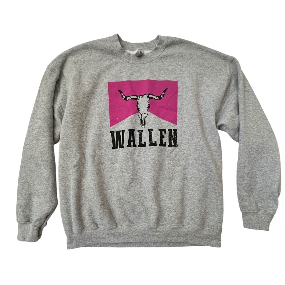 Gildan Morgan Wallen Sweatshirt Gray Bull Skull Marlboro Parody XL